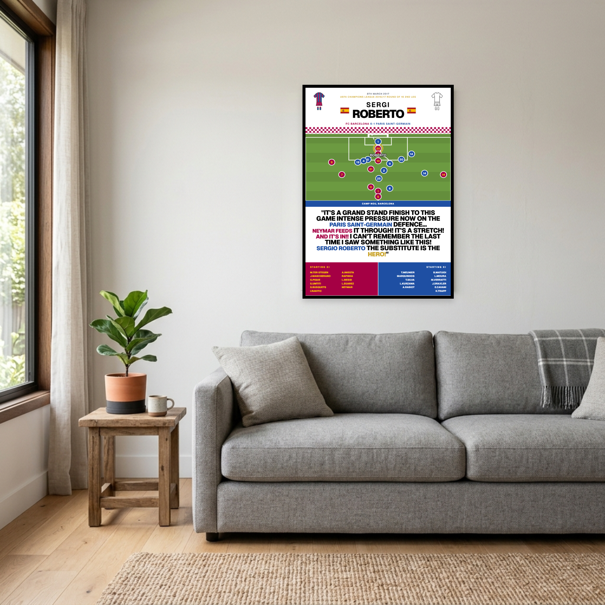 Sergi Roberto Goal vs PSG - Champions League 2016/17 - Barcelona