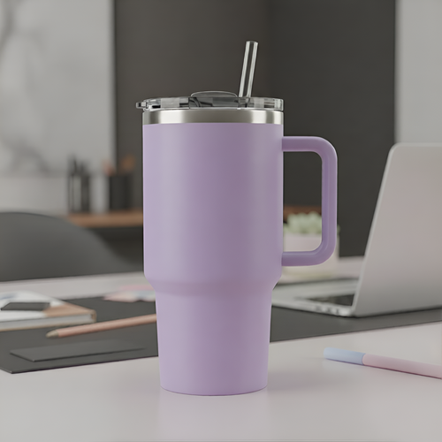 1200ml Insulated Tumbler with Straw and Handle - Lavender Aesthetic Sipper Bottle
