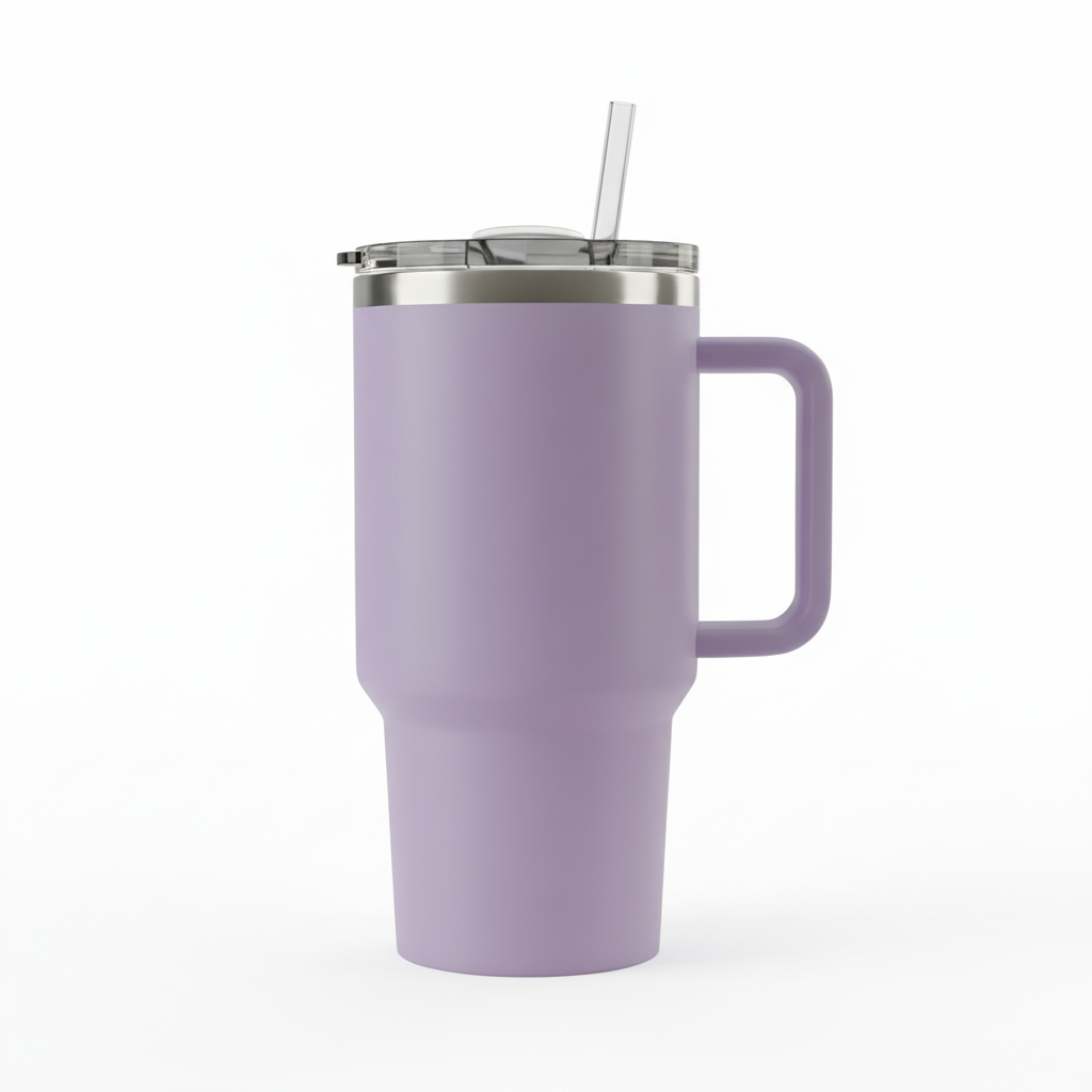 1200ml Insulated Tumbler with Straw and Handle - Lavender Aesthetic Sipper Bottle