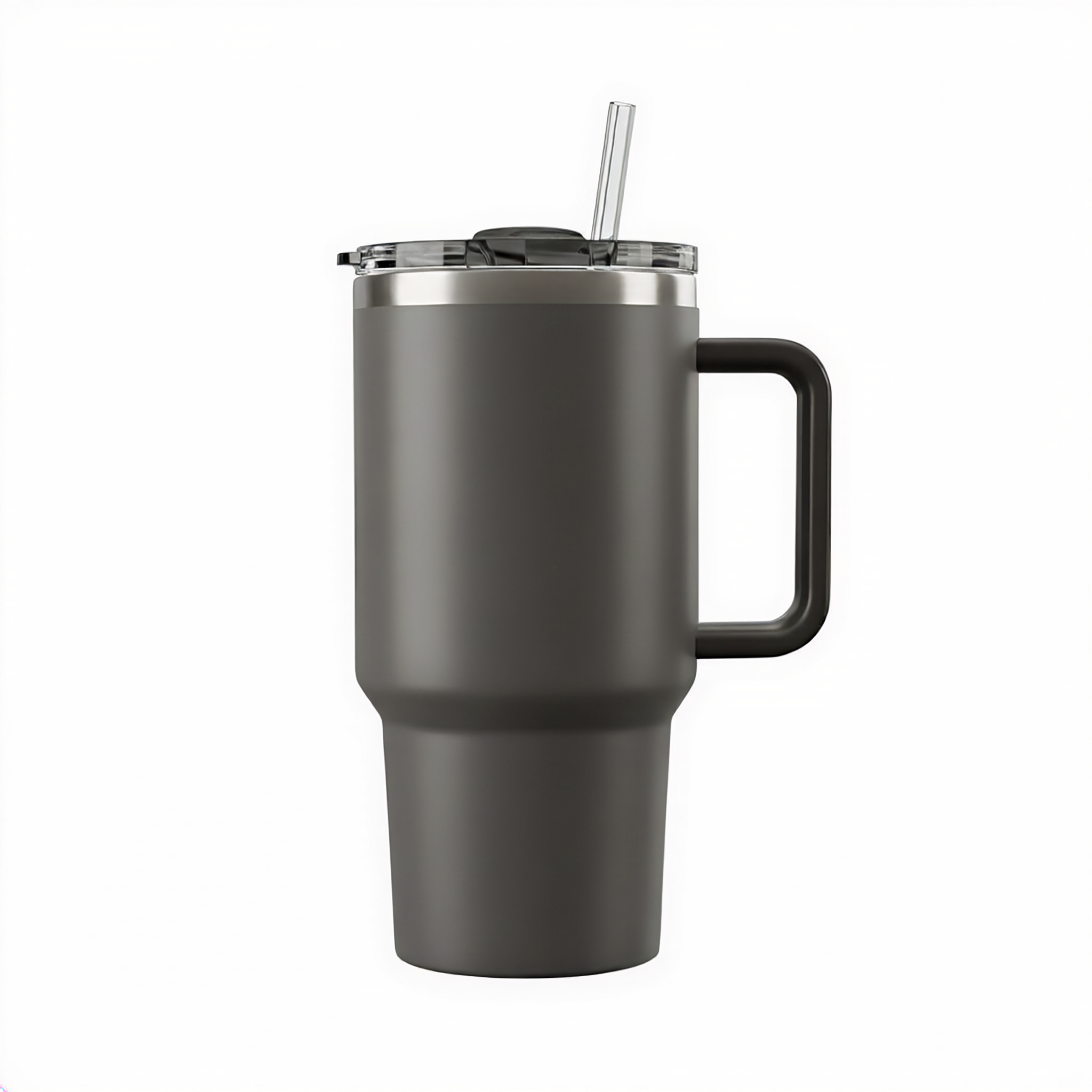 1200ml Charcoal Grey Vacuum Insulated Tumbler - Professional Steel Coffee Sipper with Handle